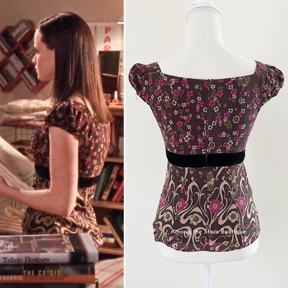 Rare Early 2000s Silk Floral Top ASO Alexis Bledel as Rory in Gilmore Girls - Picture 6 of 13